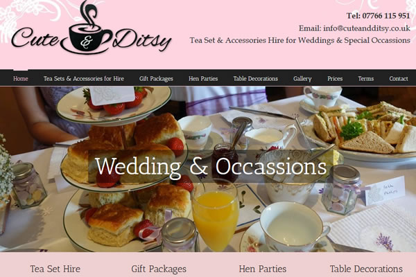 Website Design for Vintage Tea Set HIre