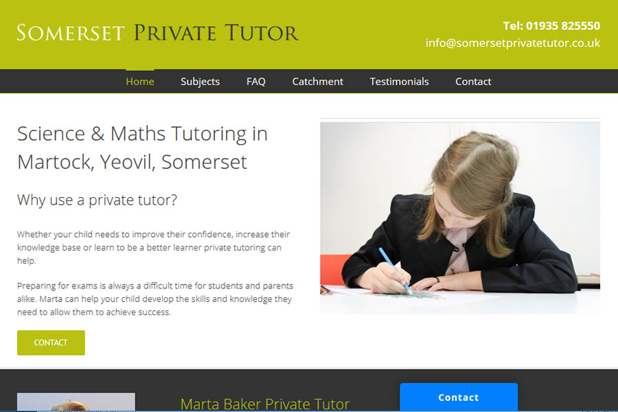 Website Design for Private Tutor in Somerset