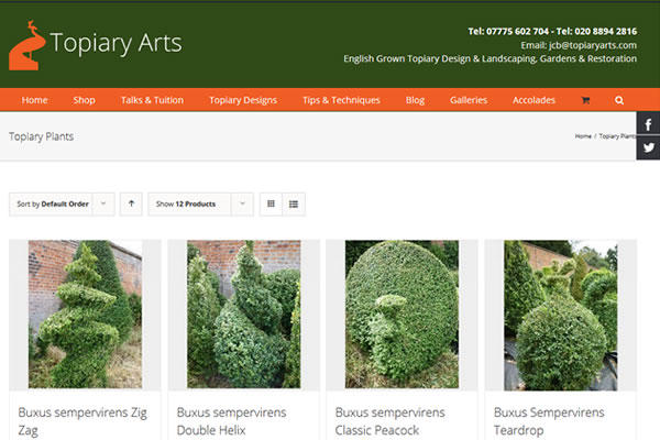 Website Design for Topiary Garden Designer